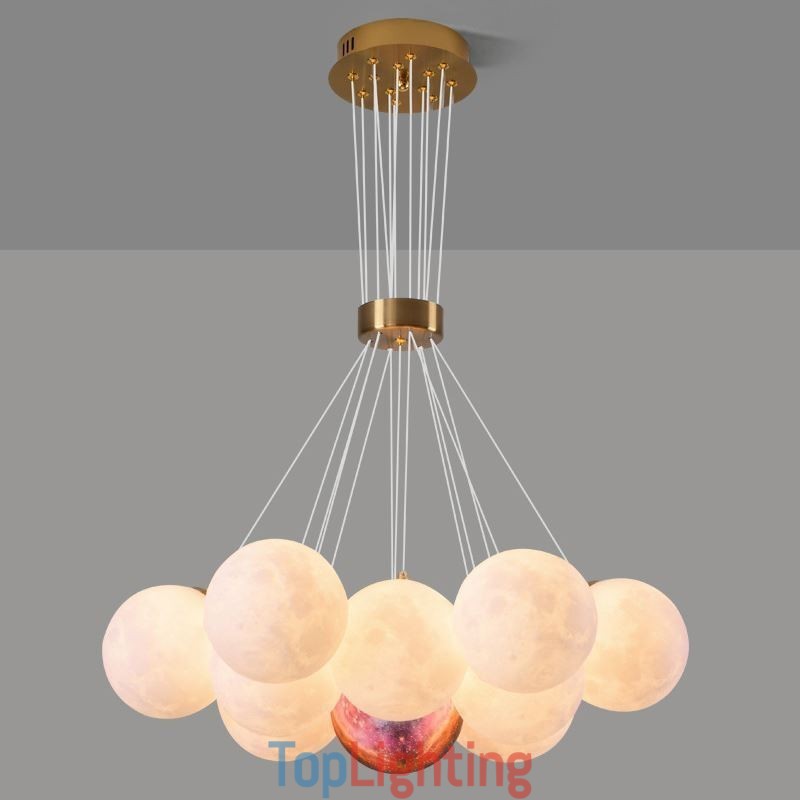 Moon Bubble Chandelier Modern 3D Print Balls Pendant Lamp
