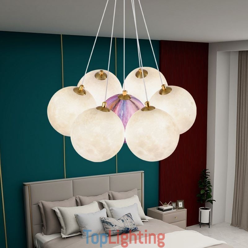Moon Bubble Chandelier Modern 3D Print Balls Pendant Lamp