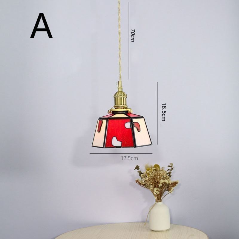 Colorful Glass Pendant Light Japanese Style Retro Decorative Bedside Hanging Light