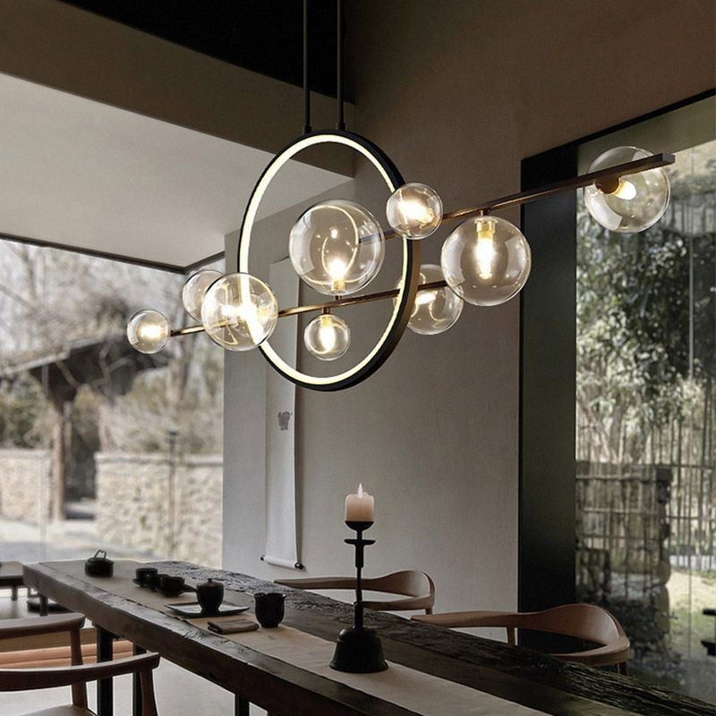 Modern Metal Chandelier Clear Glass Bubbles Pendant Lampss