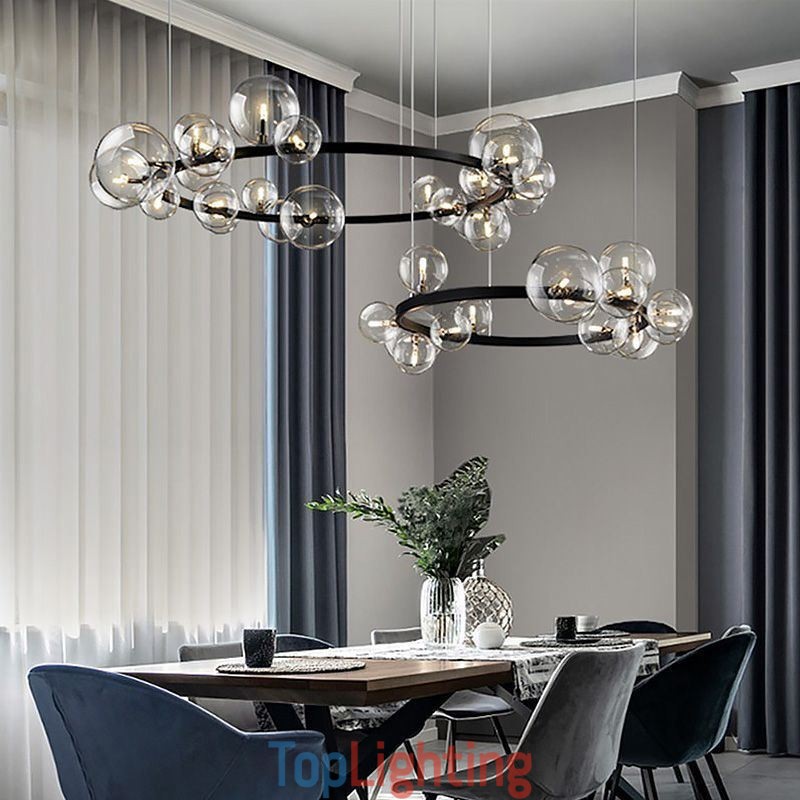 Modern Creative Metal Chandelier Transparent Glass Bubble Lamp