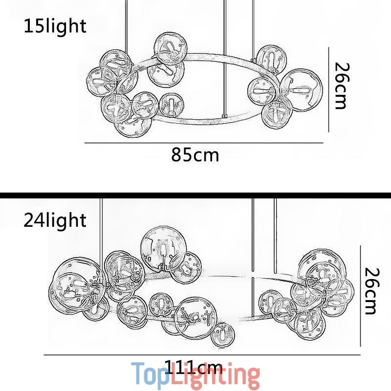 Modern Creative Metal Chandelier Transparent Glass Bubble Lamp