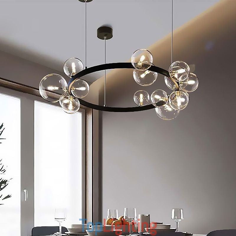 Modern Creative Metal Chandelier Transparent Glass Bubble Lamp