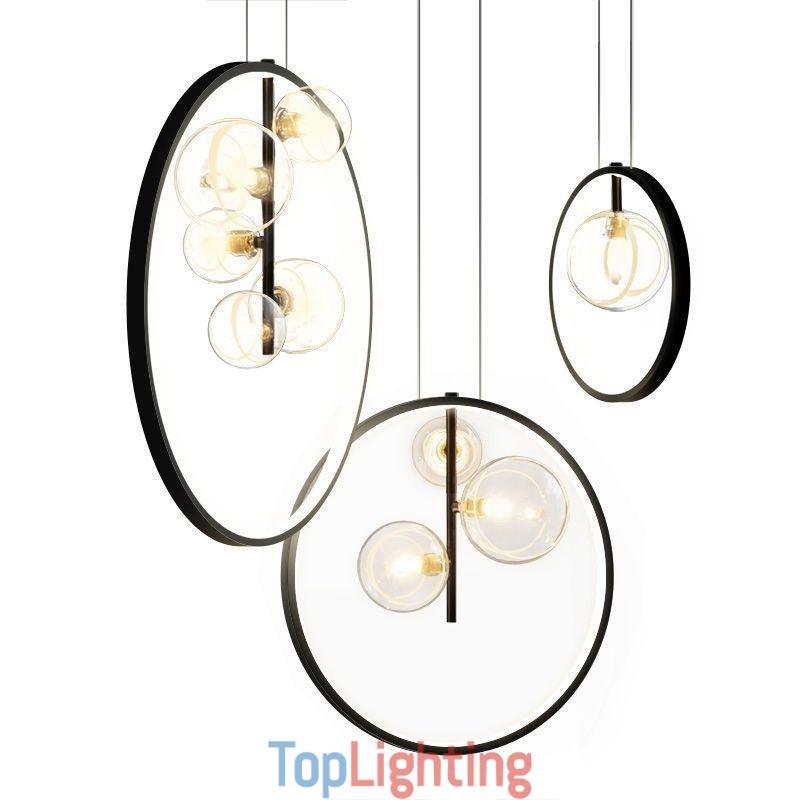 Nordic Pendant Light Glass Bubbles Circle Chandelier Modern Parlor Lamp