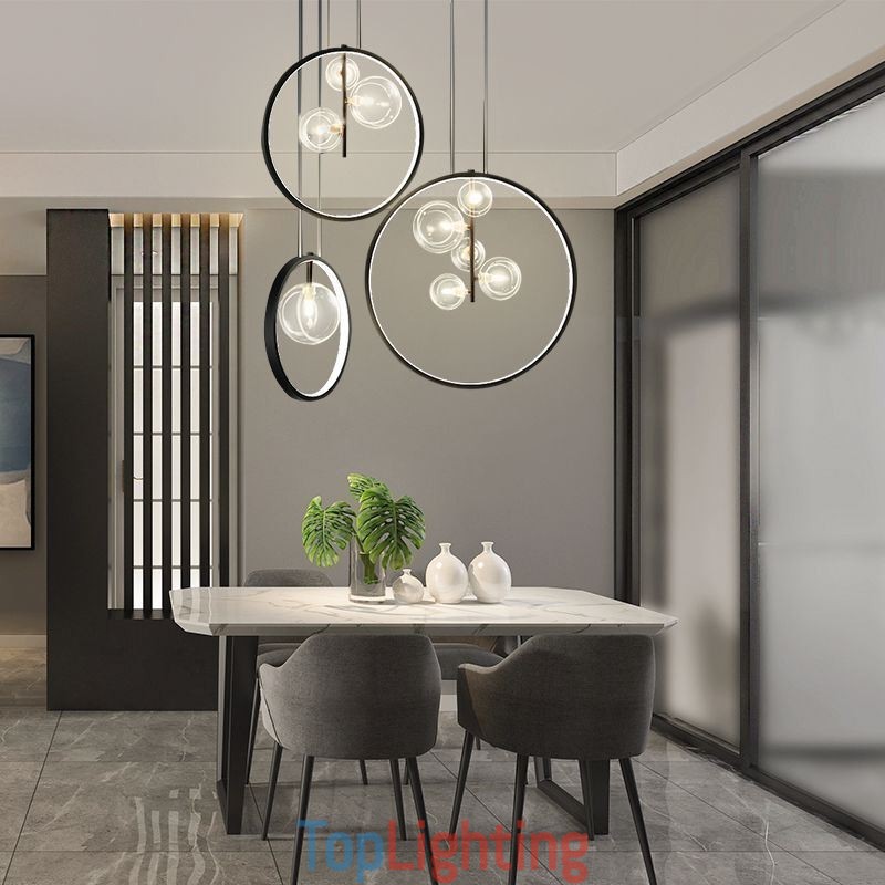 Nordic Pendant Light Glass Bubbles Circle Chandelier Modern Parlor Lamp
