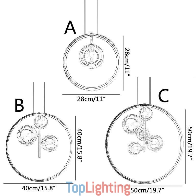 Nordic Pendant Light Glass Bubbles Circle Chandelier Modern Parlor Lamp