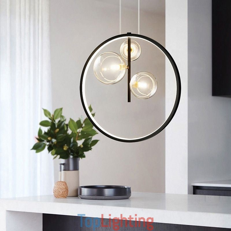 Nordic Pendant Light Glass Bubbles Circle Chandelier Modern Parlor Lamp