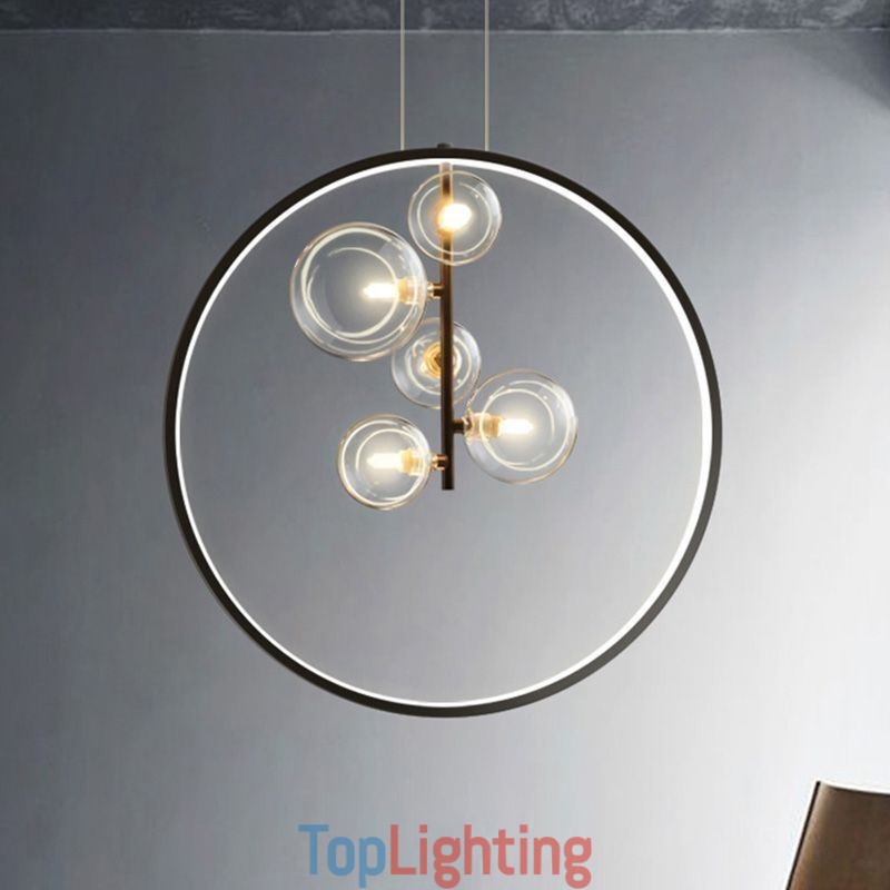 Nordic Pendant Light Glass Bubbles Circle Chandelier Modern Parlor Lamp