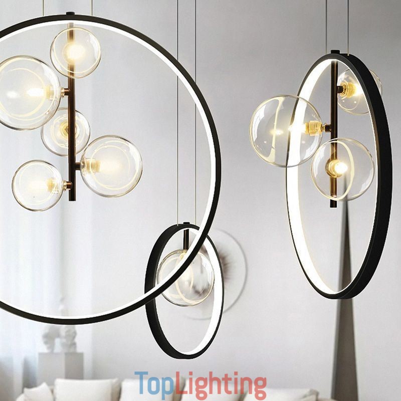 Nordic Pendant Light Glass Bubbles Circle Chandelier Modern Parlor Lamp