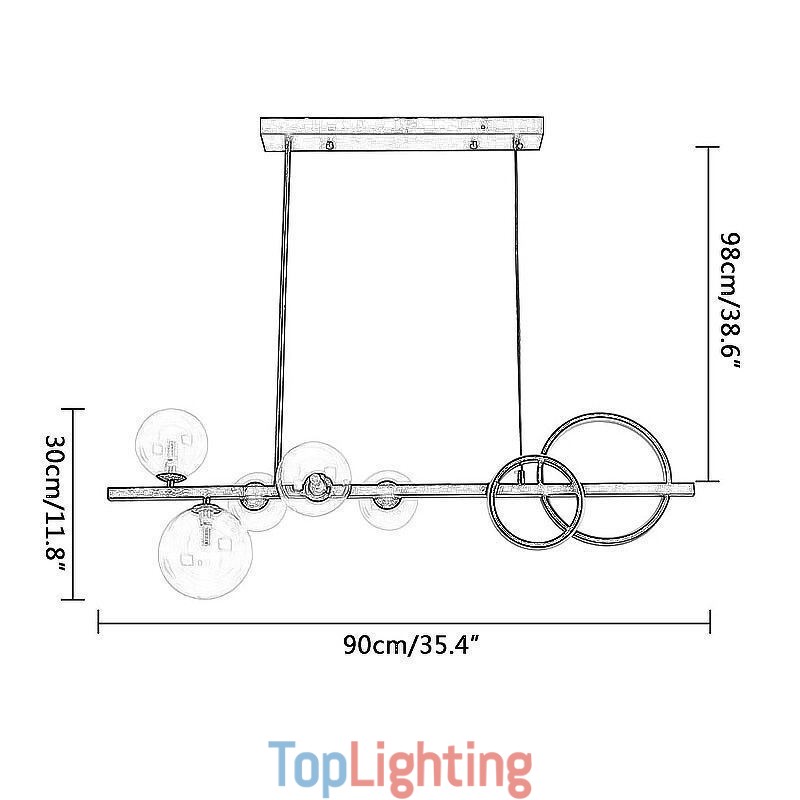 Modern Glass Bubble Pendant Light Black Long Bracket Lamps