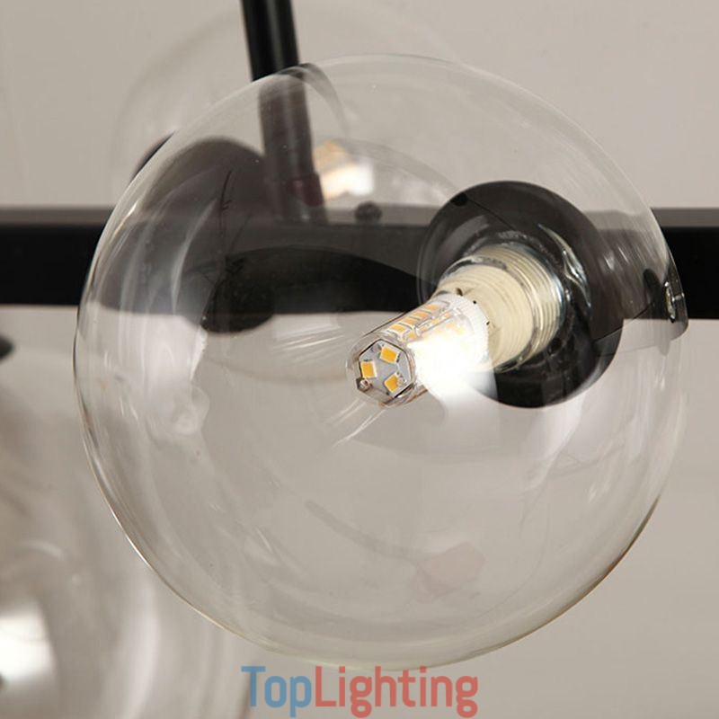 Modern Glass Bubble Pendant Light Black Long Bracket Lamps