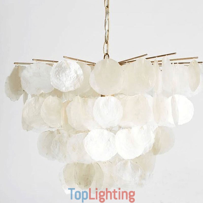 Natural Shell Chandelier Round Layered Hanging Light Dining