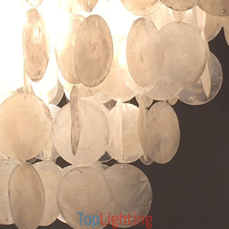 Natural Shell Chandelier Round Layered Hanging Light Dining