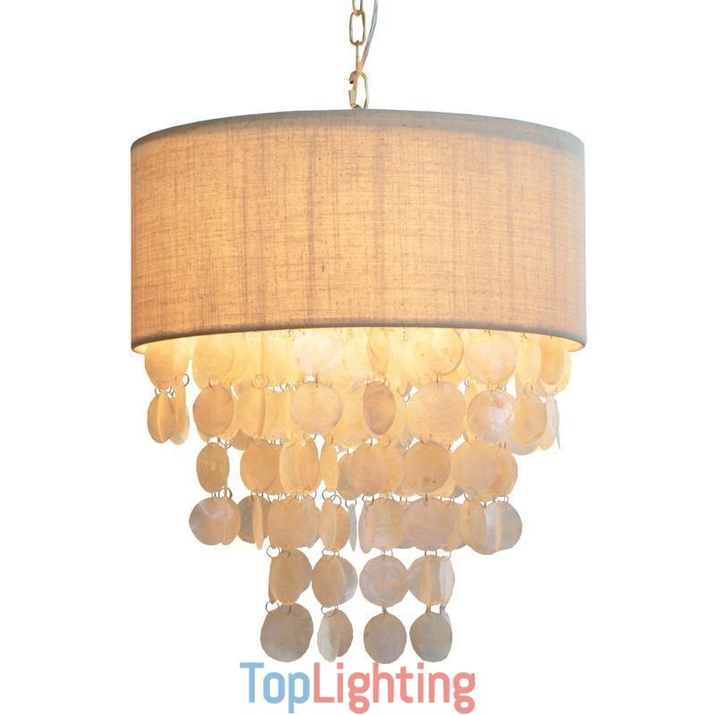 Contemporary Pendant Light Jellyfish Shells Lighting With Cylinder Lamp Shade
