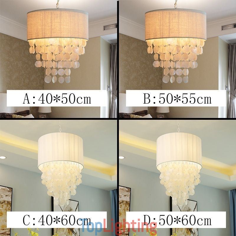 Contemporary Pendant Light Jellyfish Shells Lighting With Cylinder Lamp Shade