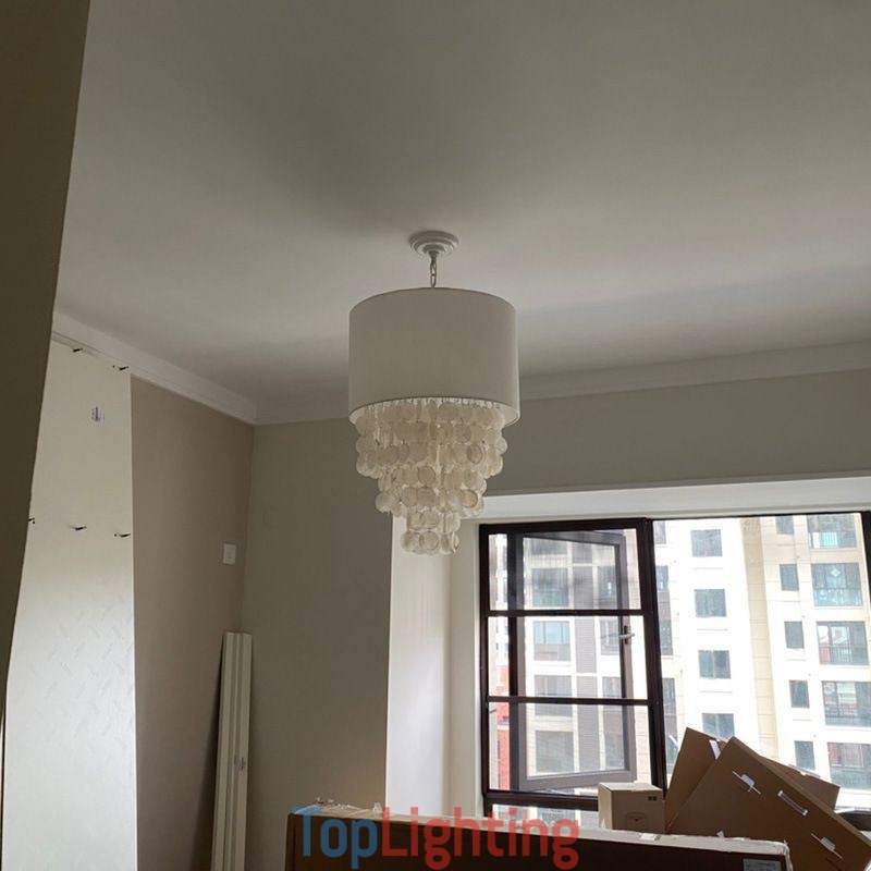 Contemporary Pendant Light Jellyfish Shells Lighting With Cylinder Lamp Shade