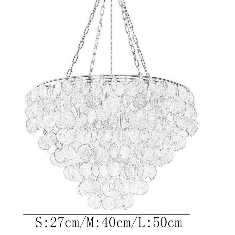 Natural Shell Chandelier Round Layered Hanging Light Brown Black