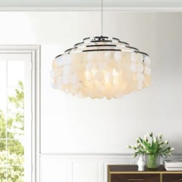Modern Raindrop Chandelier White Shell Shade Ceiling Pendant Lighting