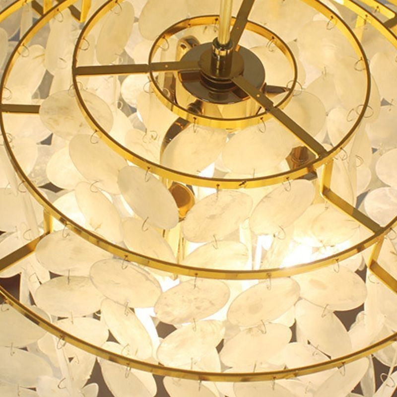 Modern Raindrop Chandelier White Shell Shade Ceiling Pendant Lighting