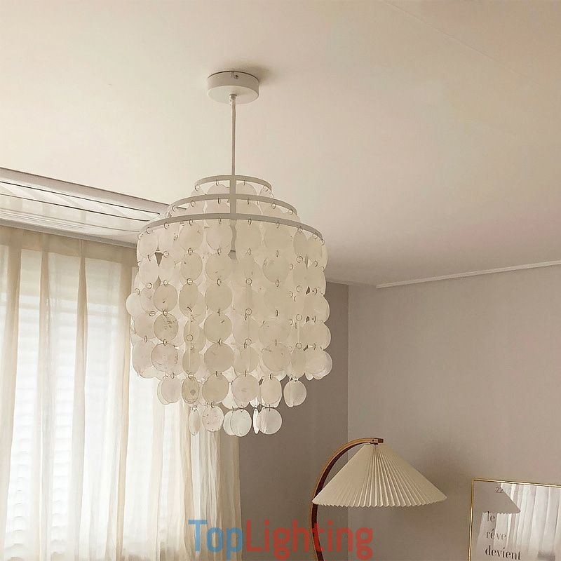 Modern Classic Pendant Light White Shell Shade Lamp