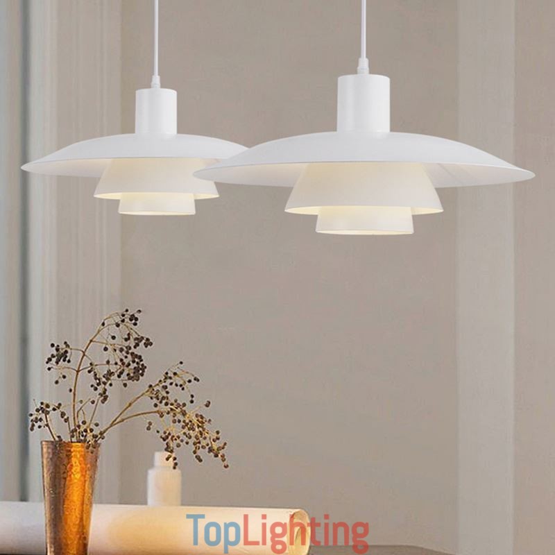 White Aluminum Pendant Lighting Contemporary Chandelier Adjustable Hanging Light Fixture