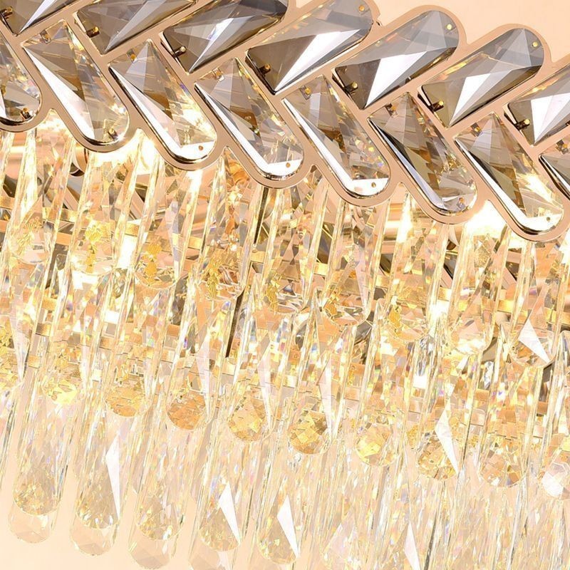 European Crystal Pendant Light Luxury Oval Ceiling Light