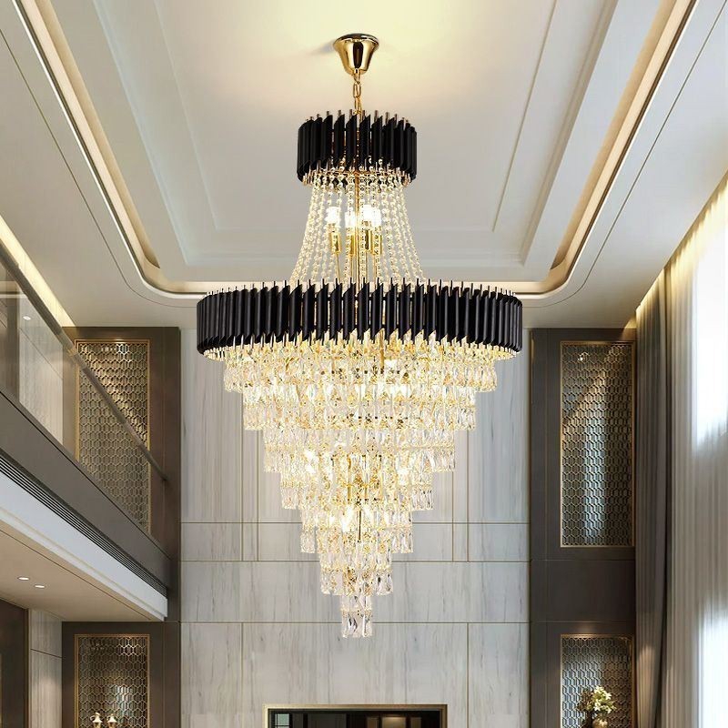 Modern Crystal Pendant Light Conical Ceiling Lamp