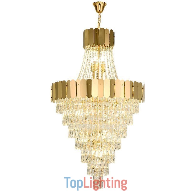 European Crystal Pendant Light Conical Hanging Lamp