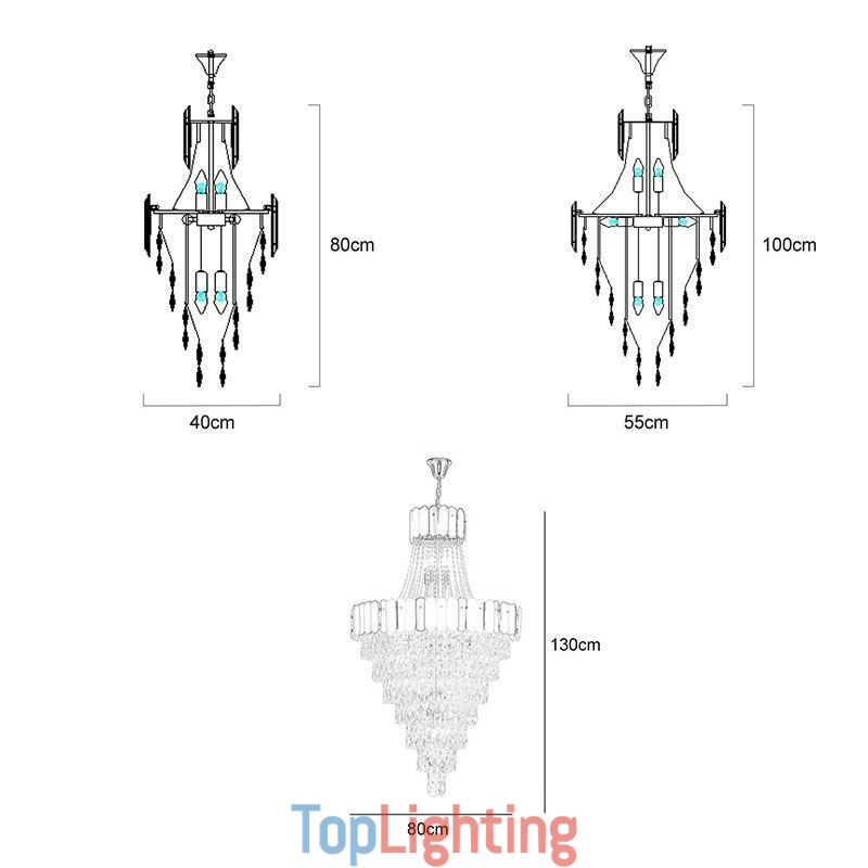 European Crystal Pendant Light Conical Hanging Lamp
