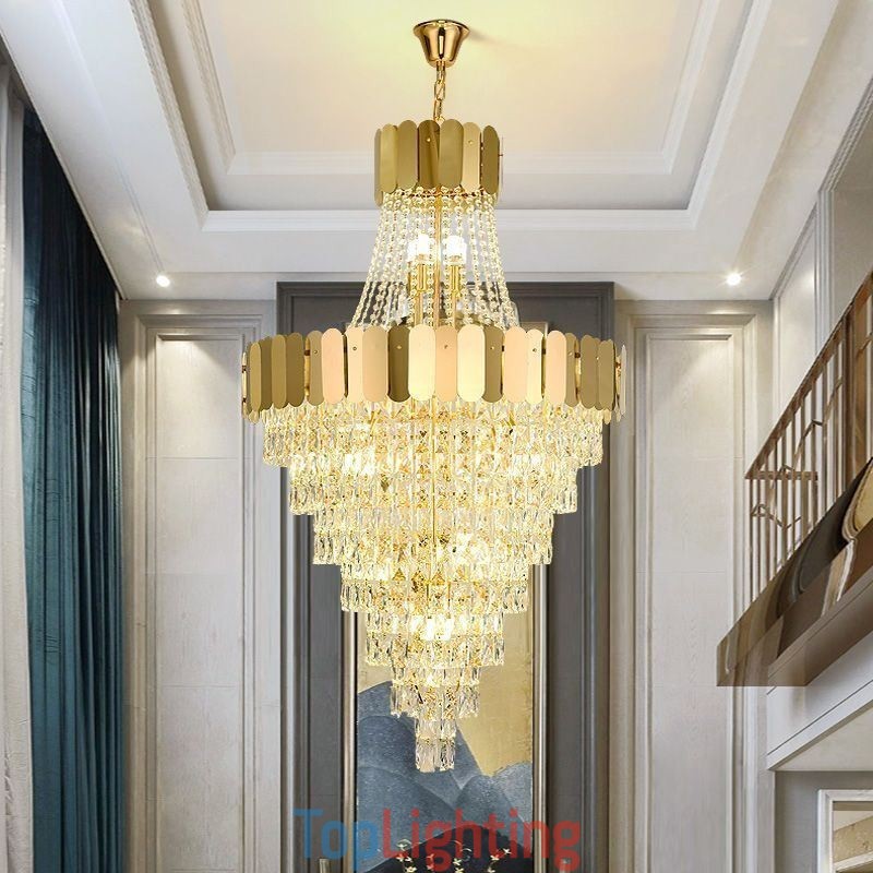 European Crystal Pendant Light Conical Hanging Lamp