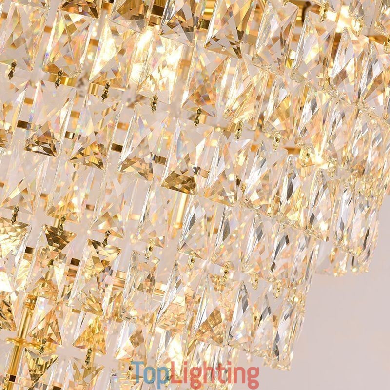 European Crystal Pendant Light Conical Hanging Lamp