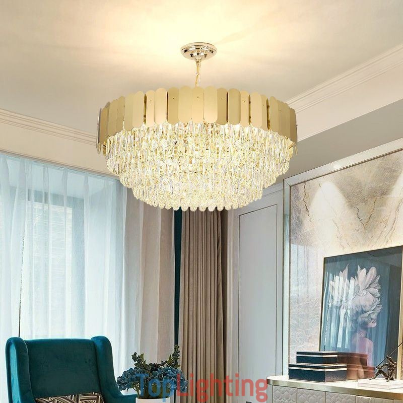 Modern Pendant light Crystal Round Hanging Ceiling Light