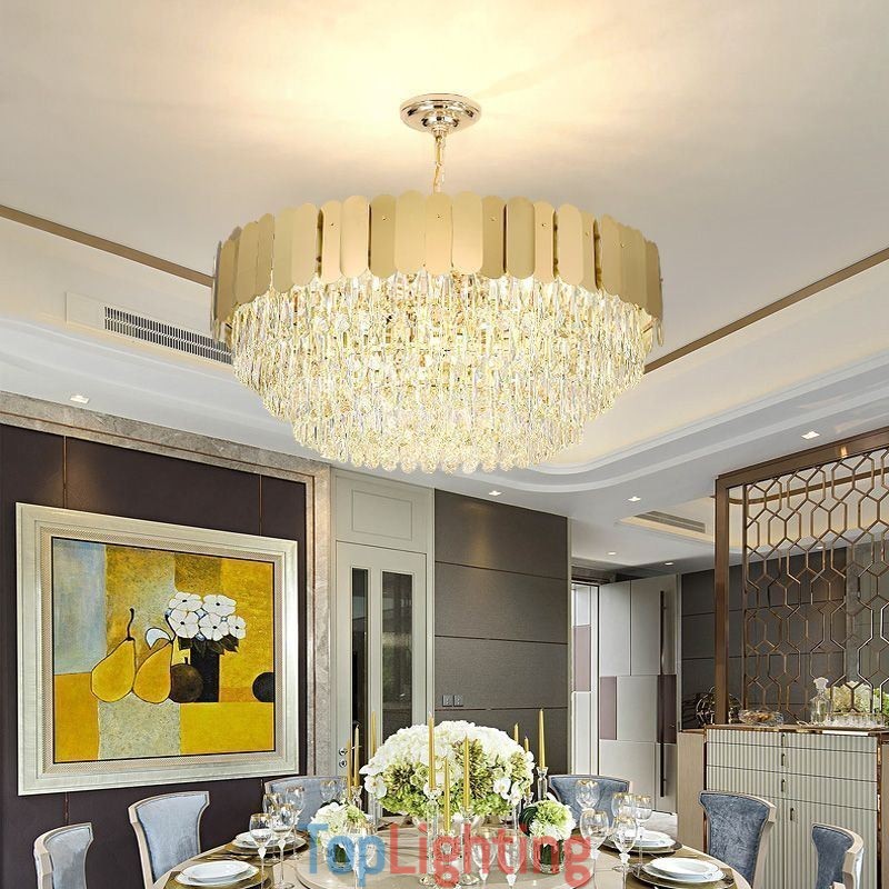 Modern Pendant light Crystal Round Hanging Ceiling Light