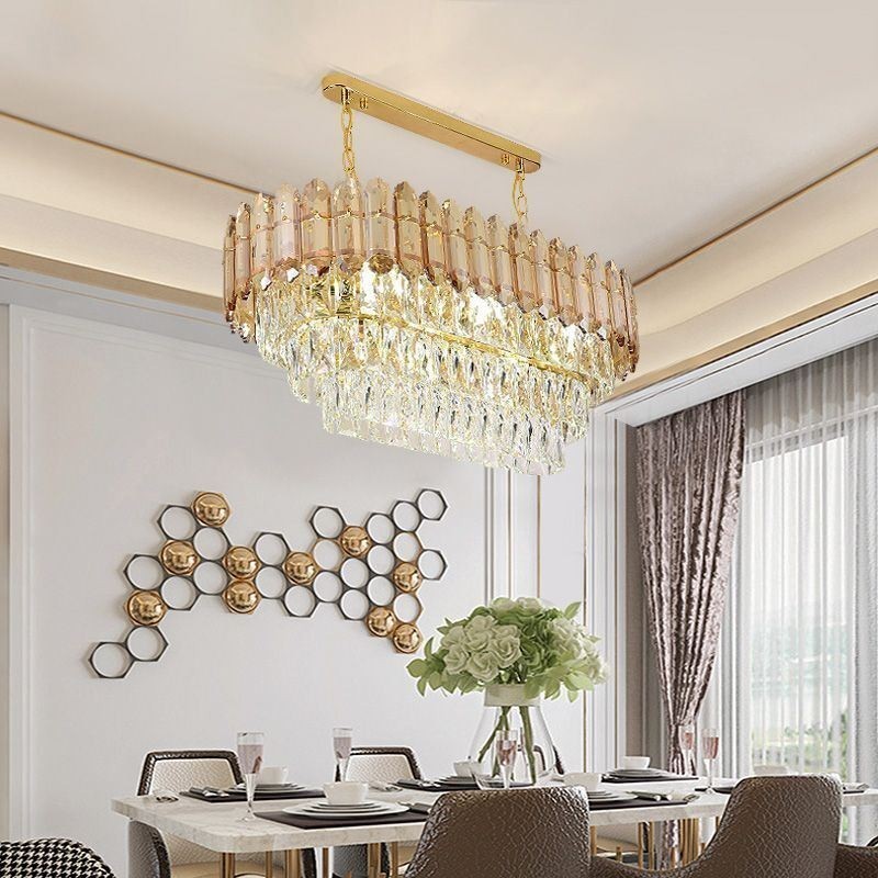 Modern Crystal Pendant Light Luxury Oval Ceiling Light