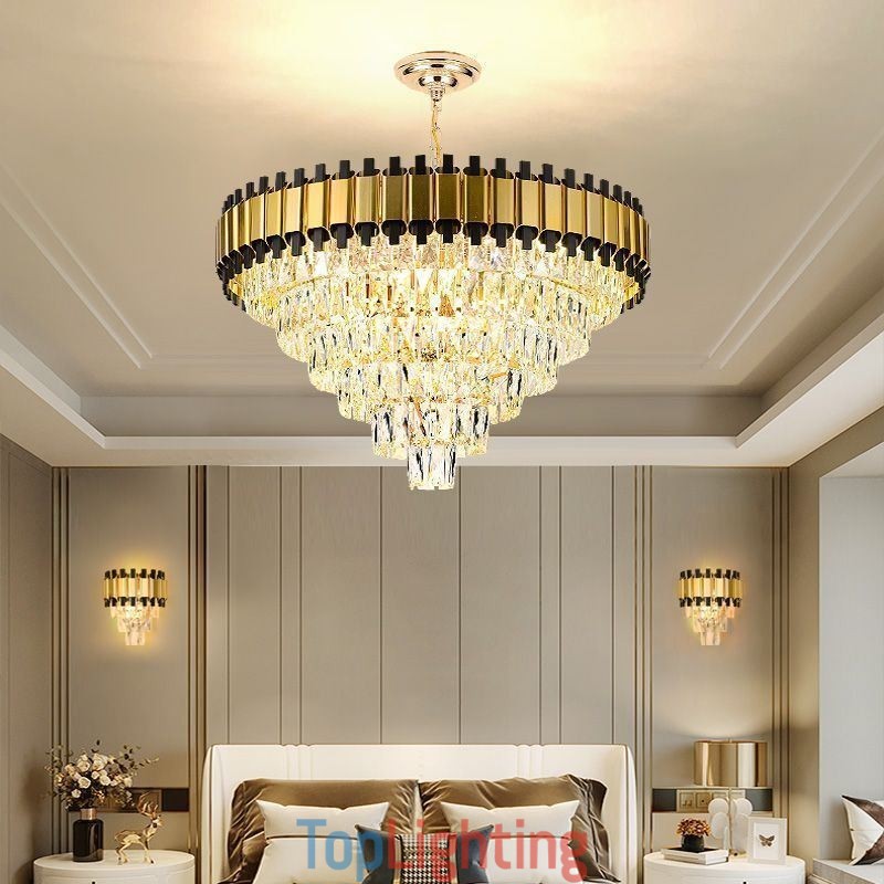 Luxury Crystal Pendant Light Round Ceiling Lighting