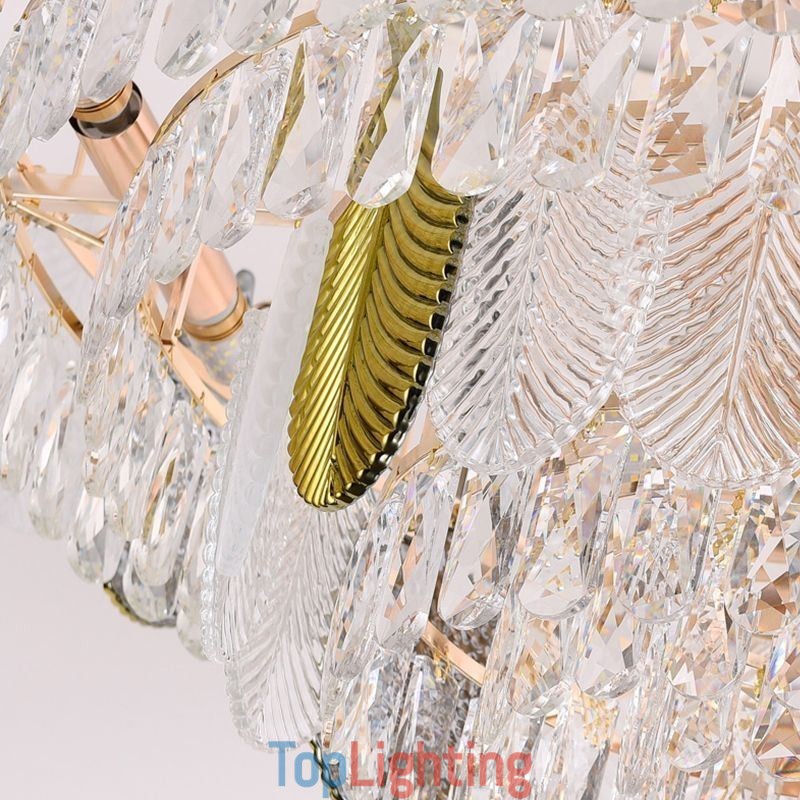 Luxurious Leaf Pendant Light Crystal Ceiling Light Fixture