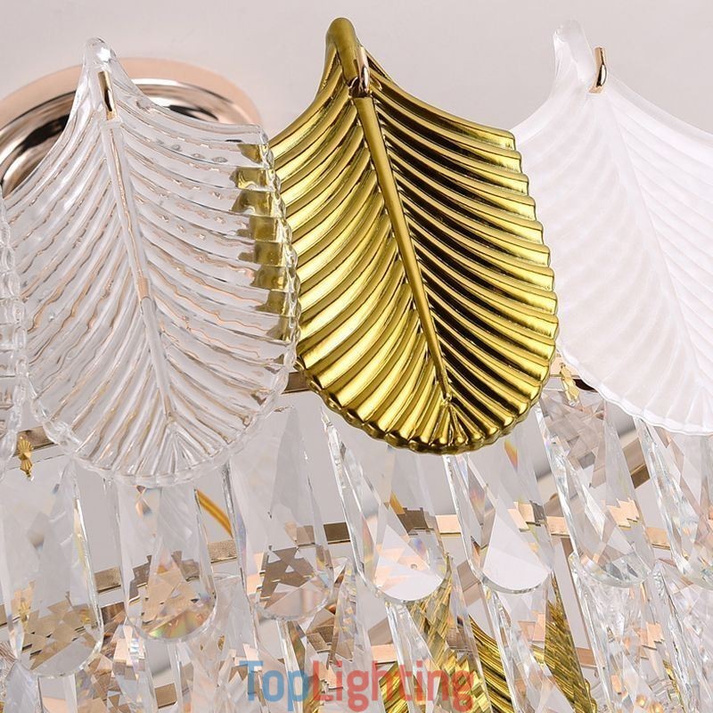 Luxurious Leaf Pendant Light Crystal Ceiling Light Fixture