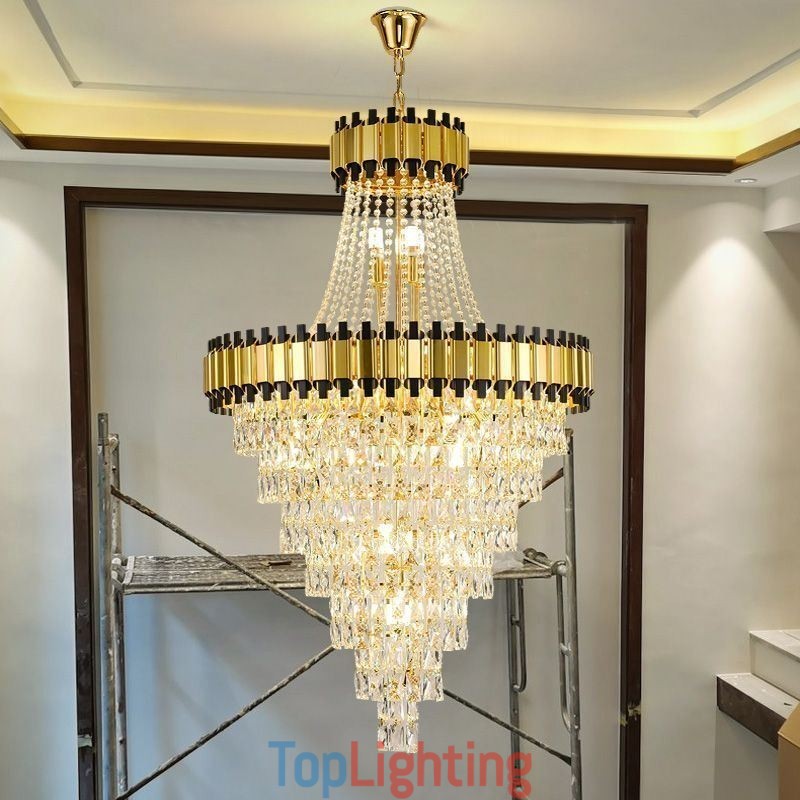 Luxurious Gold Pendant Light Crystal Ceiling Light Fixture