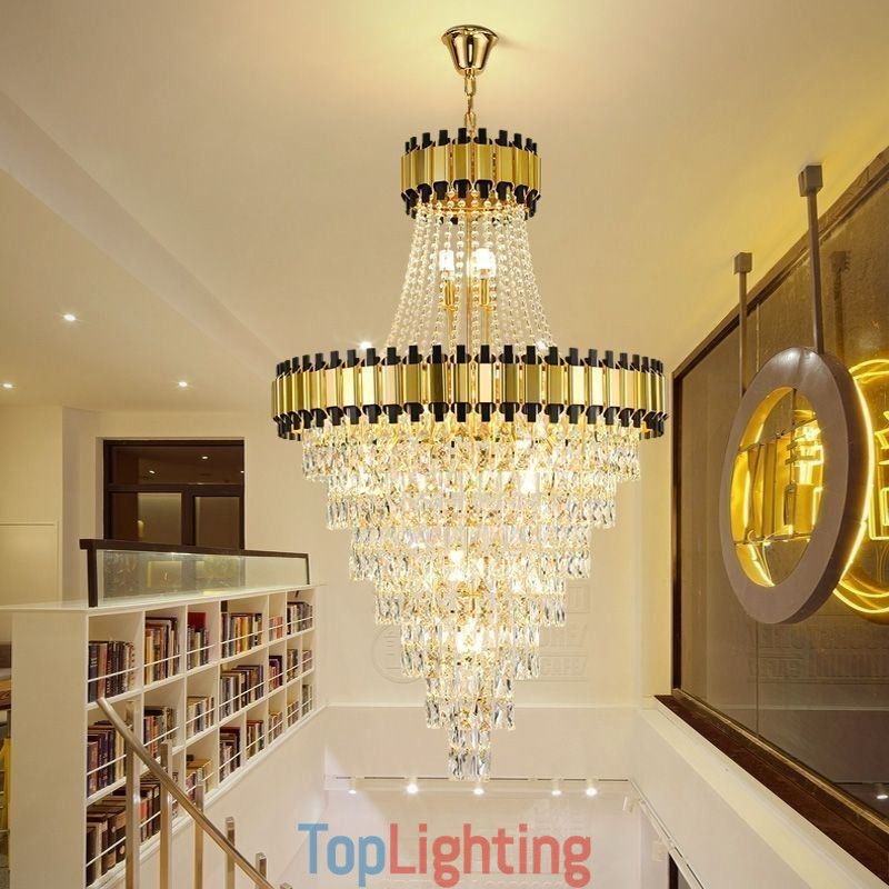 Luxurious Gold Pendant Light Crystal Ceiling Light Fixture