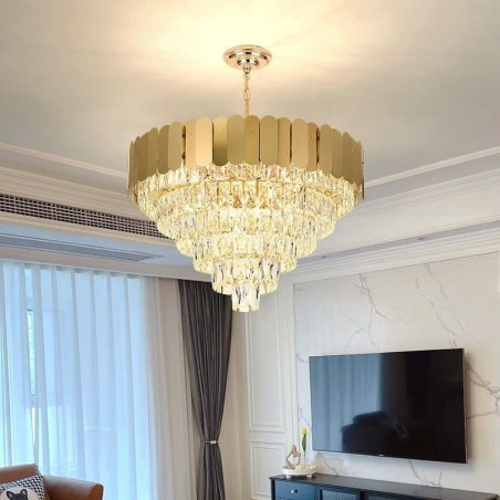 Modern Elegant Crystal Pendant Light Conical Ceiling Lamp Modern Elegant Crystal Pendant Light Conical Ceiling Lamp