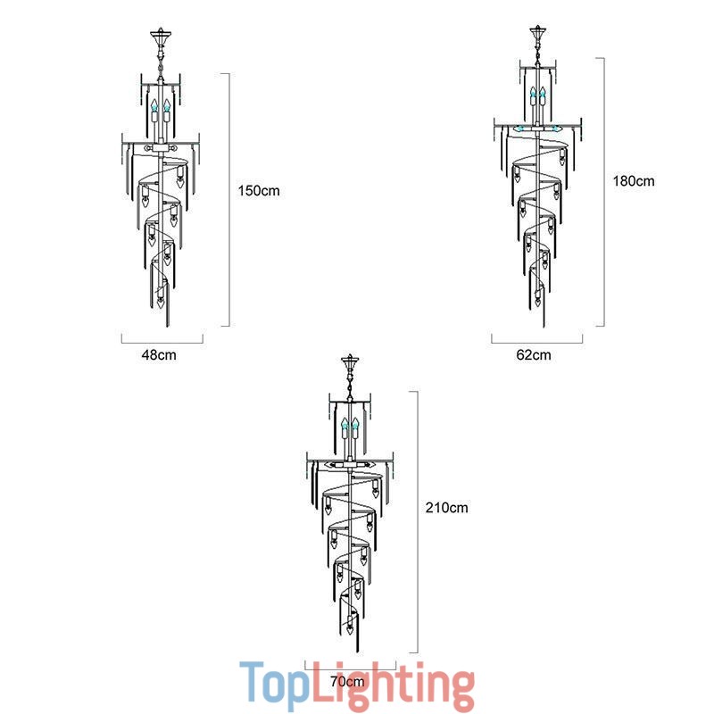 European Pendant Light Crystal Hanging Light Stairs Foyerway