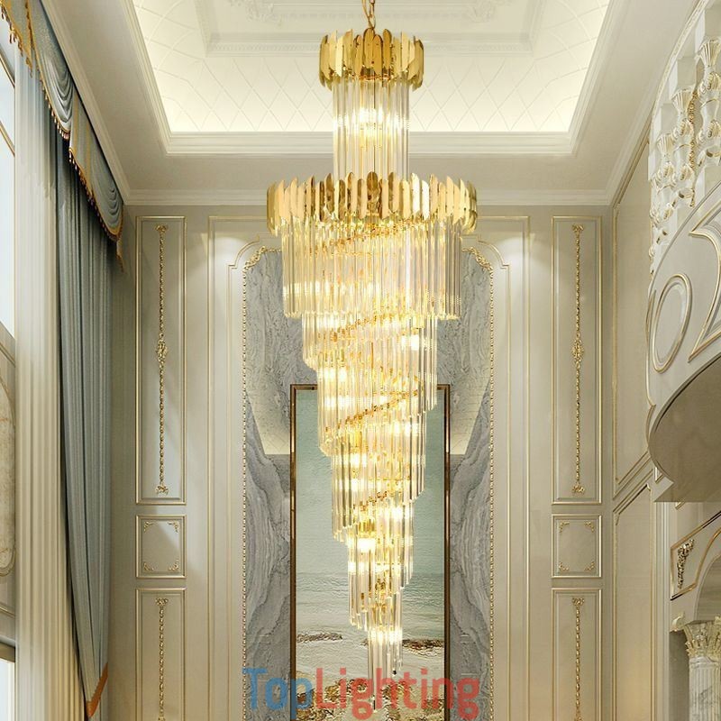 European Pendant Light Crystal Hanging Light Stairs Foyerway