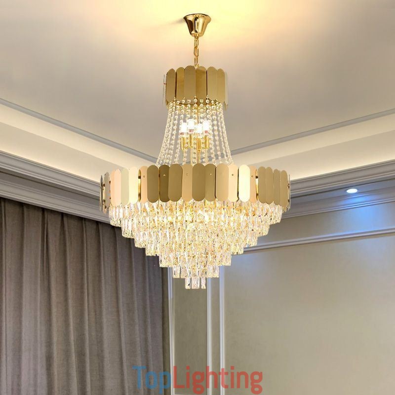 Modern Crystal Gold K9 Hanging Pendant Ceiling Light