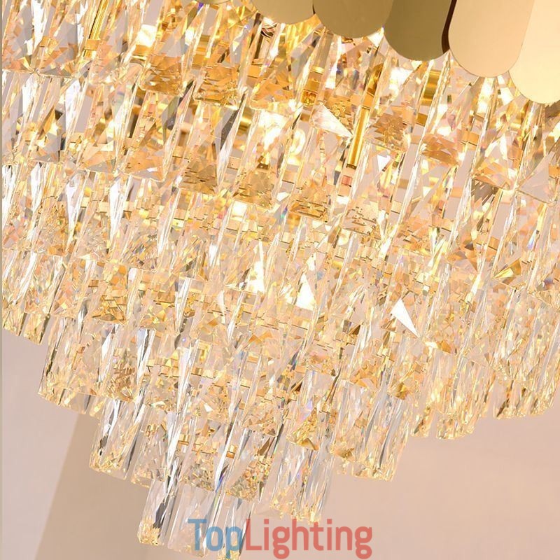 Modern Crystal Gold K9 Hanging Pendant Ceiling Light