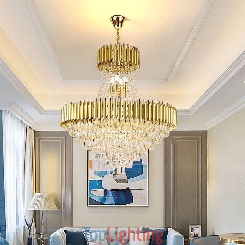 Modern Crystal Pendant Lighting Round Ceiling Lamp Hanging Lights