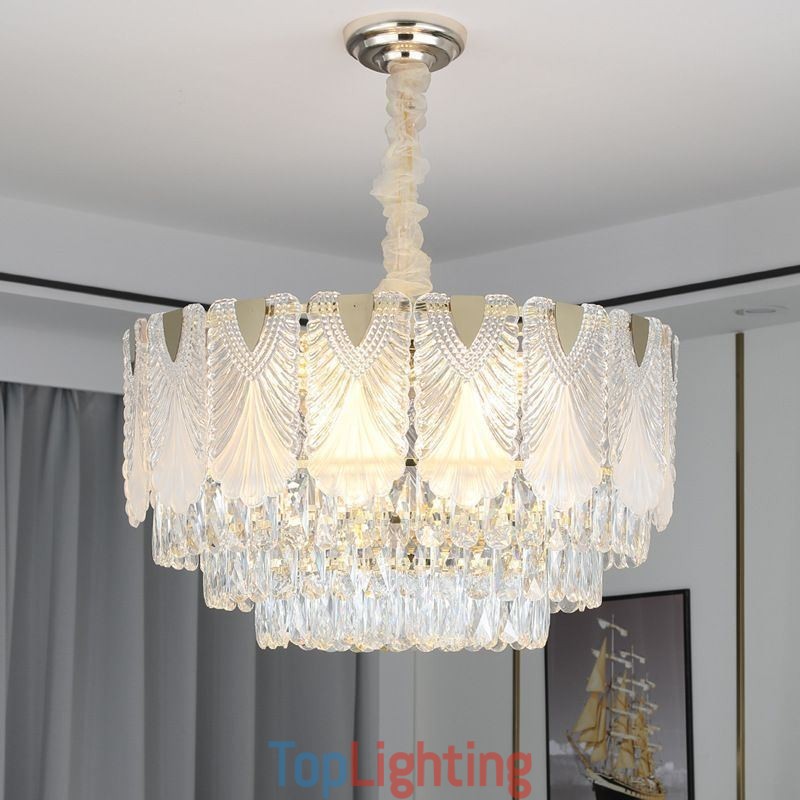 Crystal Pendant Light Lacy Round Ceiling Lighting Fixture