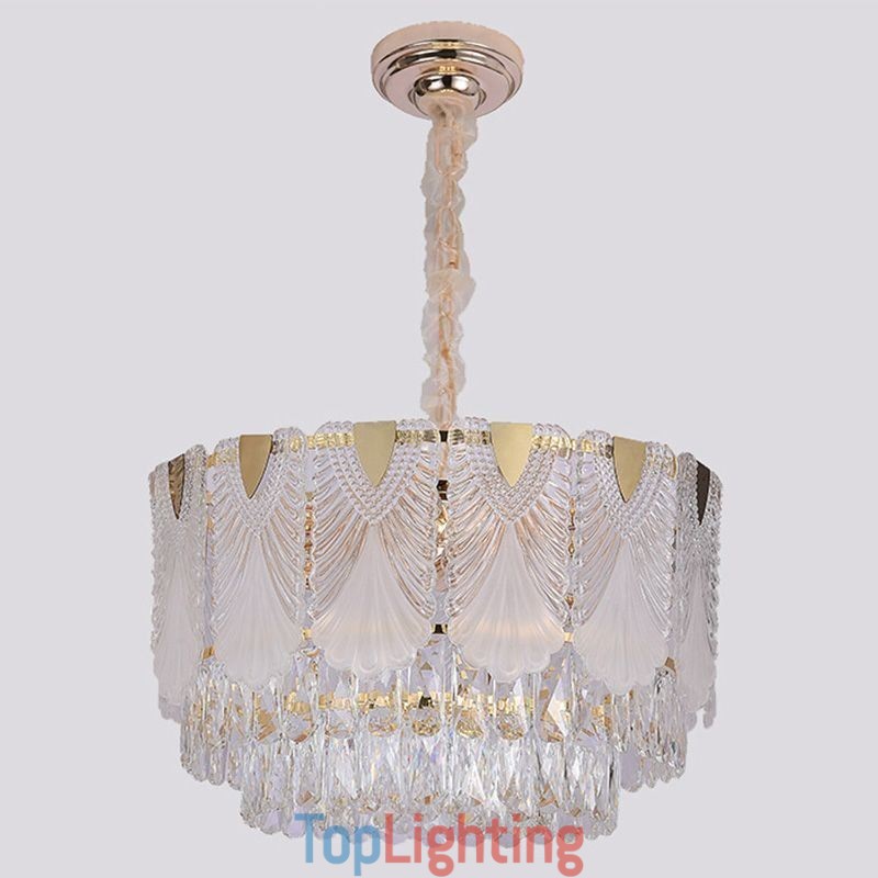 Crystal Pendant Light Lacy Round Ceiling Lighting Fixture