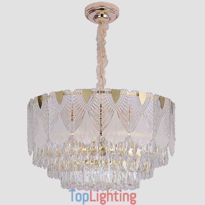 Crystal Pendant Light Lacy Round Ceiling Lighting Fixture