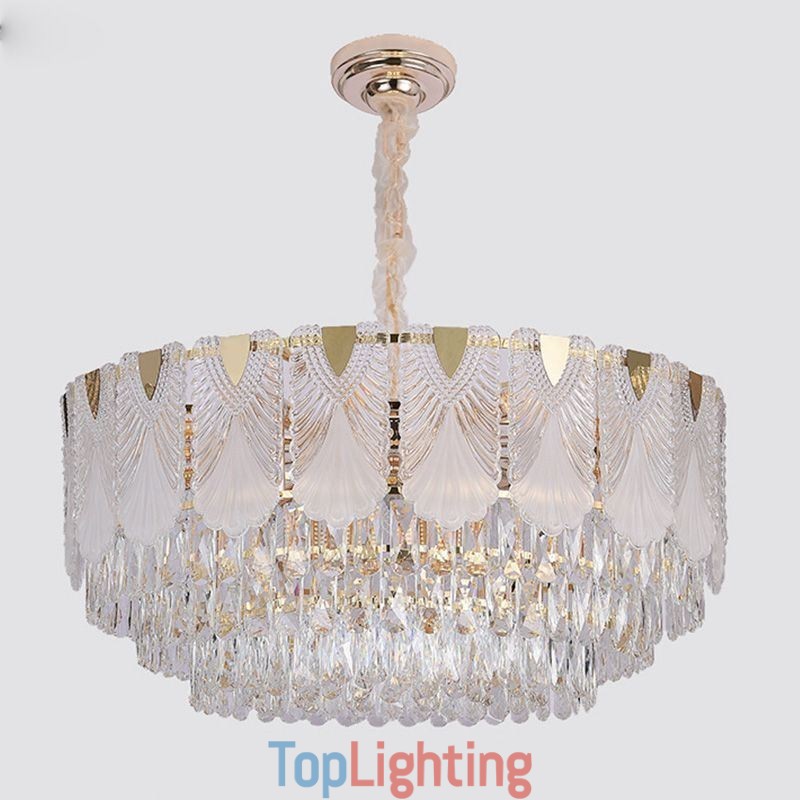 Crystal Pendant Light Lacy Round Ceiling Lighting Fixture