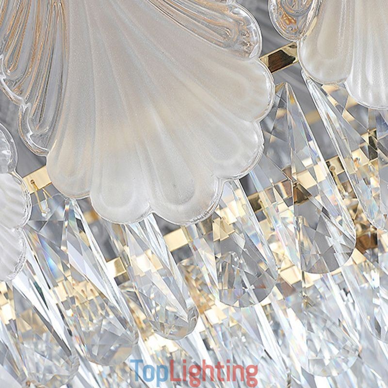 Crystal Pendant Light Lacy Round Ceiling Lighting Fixture
